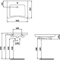 Раковина для МГН Nofer 65 H5 Белая — фото 3, Раковины подвесные