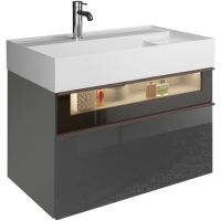 Тумба с раковиной Burgbad Yumo 80 SFMX082 F3194 C0001*1 подвесная Серая — фото 1, Мебель для ванной