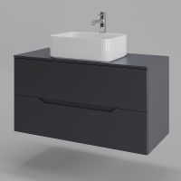 Тумба с раковиной Orange Line 100 Li-100TugMDF+B02-460W подвесная Графит матовый — фото 1, Тумбы с раковиной