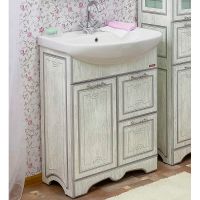 Тумба под раковину Sanflor Адель 65 Н0000000555 Белая с патиной Серебро — фото 1, Тумбы под раковину