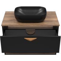 Тумба под раковину Brevita Bergen 80 BER-07080-19-02-1Я подвесная Черная матовая Дуб Галифакс олово — фото 8, Мебель для ванной