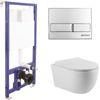 Комплект унитаза Vincea Evo Rimless VT1-34S с инсталляцией Berges Novum L3 040213 с сиденьем Микролифт и клавишей смыва Хром — фото 1, Комплекты унитаз + инсталляция