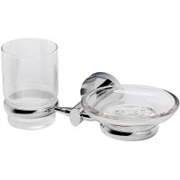 Стакан для зубных щеток с мыльницей WasserKRAFT Rhein K-6226 Хром — фото 1, Стаканы для зубных щеток