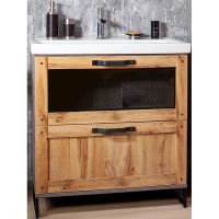 Тумба под раковину Бриклаер Лофт 80 4627125413414 Метрополитен грей — фото 1, Мебель для ванной