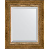 Зеркало Evoform Exclusive 53х43 BY 3354 с фацетом в багетной раме - Состаренная бронза с плетением 70 мм — фото 1, Мебель для ванной