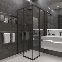 Душевой уголок Veconi Rovigo RV-47B 80x80 RV47B-80-01-C4 профиль Черный матовый стекло прозрачное — фото 2, Квадратные душевые уголки