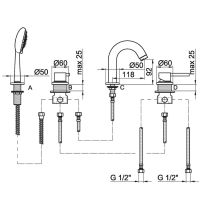 Смеситель на борт ванны Webert Elio EL850701015 Хром — фото 2, Смесители на борт ванны