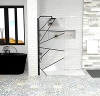 Душевая перегородка Ceruttispa Pick 90 PICK T90B 10378 профиль Черный матовый стекло узор матовый с прозрачным — фото 5, Душевые перегородки