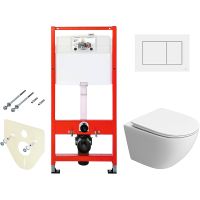 Комплект унитаза BelBagno Uno-Tor BB5177CH-TOR/SC с инсталляцией Tece Base 9400413 с сиденьем Микролифт и Белой клавишей смыва — фото 1, Комплекты унитаз + инсталляция