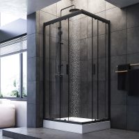 Душевой уголок AM.PM Gem 100х80 профиль Черный матовый стекло прозрачное арт-W90G-404-100280-BT — фото 3, Прямоугольные душевые уголки