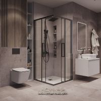 Душевой уголок Grossman Cosmo 90х90 300.K33.02.9090.42.00 профиль Графит сатин стекло прозрачное — фото 2, Квадратные душевые уголки