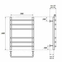 Электрический полотенцесушитель Point Нептун PN09156E П6 500x600 левый/правый Хром — фото 4, Электрические полотенцесушители