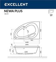 Акриловая ванна Excellent Newa 160x95 L WAEX.NEL16.LINE.GL с гидромассажем — фото 7, Ванны