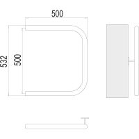 Водяной полотенцесушитель Terminus П-образный (1) 500х500 4620768881374 Хром, боковое подключение, G 1" НР — фото 3, Водяные полотенцесушители
