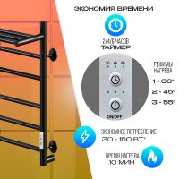Товар: Электрический полотенцесушитель Ника Way-2 60/50 U с полкой Черный матовый - фото 3 Электрический полотенцесушитель Ника Way-2 60/50 U с полкой Черный матовый — фото 3, Электрические полотенцесушители