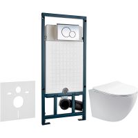 Комплект унитаза Aquatek Европа AQ1900-00 с сиденьем Микролифт и инсталляцией WeltWasser WW Marberg 507 10000005949+10000005952 с клавишей смыва Хром глянцевый — фото 1, Комплекты унитаз + инсталляция