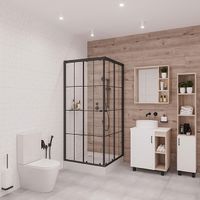 Душевой уголок Niagara Nova NG-0180-14 80х80 профиль Черный стекло прозрачное с принтом — фото 4, Душевые уголки