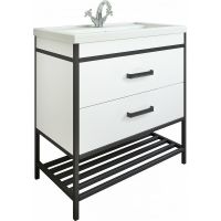 Тумба под раковину Sanflor Норд 80 С04606 Белая матовая Черный муар — фото 1, Тумбы под раковину