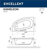 Акриловая ванна Excellent Kameleon 170x110 L WAEX.KML17.LINE.GL с гидромассажем — фото 7, Ванны