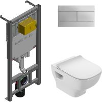 Комплект унитаза с инсталляцией Jacob Delafon Struktura E21741RU-00 с сиденьем Микролифт и клавишей смыва Хром — фото 1, Комплекты унитаз + инсталляция