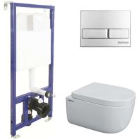 Комплект унитаза с инсталляцией Berges Ego Rimless 043231 с сиденьем Микролифт и клавишей смыва Хром — фото 1, Комплекты унитаз + инсталляция