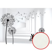 Фреска Ortograf 3D 33541 Фактура флок FLK Флизелин (3,9*2,7) Белый/Черный, Цветы/Абстракция — фото 1, Фрески