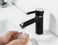 Смеситель для раковины Gappo G03-6 G1003-6 Черный матовый Хром — фото 8, Смесители для раковины