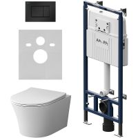 Комплект унитаза с инсталляцией AM.PM MasterFit IS100238.DX35C1700 с сиденьем Микролифт и Черной матовой клавишей смыва — фото 1, Комплекты унитаз + инсталляция