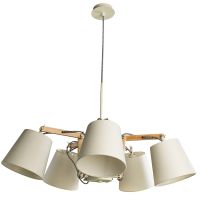 Люстра Artelamp Pinocchio A5700LM-5WH Белая Светлое дерево — фото 1, Люстры