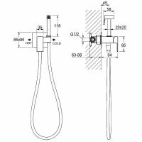 Гигиенический душ со смесителем Aquatek Либра Черный матовый арт-AQ1022MB — фото 5, Гигиенические души