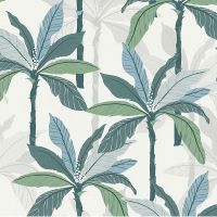 Обои AS Creation Geo Nordic 37530-1 Винил на флизелине (0,53*10,05) Белый/Голубой/Зеленый, Деревья — фото 1, Обои для стен