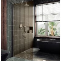 Душевая перегородка Maybah Glass MGD-678-5ш 1090x1950 в широком профиле Хром матовый стекло бронзовое — фото 1, Душевые перегородки