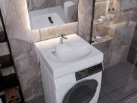 Раковина Paola Liguria 60x60 на стиральную машину Белая глянцевая — фото 7, Раковины