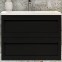 Тумба под раковину Art&Max AM-Platino-750-2C-SO-NM подвесная Черная матовая — фото 1, Мебель для ванной