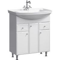 Тумба под раковину Aqwella Барселона 75 BA0107K с бельевой корзиной Белая — фото 1, Мебель для ванной