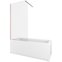 Шторка на ванну Allen Brau Infinity 3 80 3.21065.60 профиль Медь браш стекло прозрачное — фото 1, Неподвижные шторки для ванной