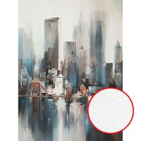 Фреска Ortograf Небоскребы 33122 Фактура бархат FX Флизелин (2*2,7) Серый/Бежевый/Синий, Город/Живопись — фото 1, Фрески