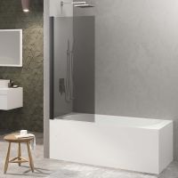 Шторка на ванну Berges River S Black 80х145 065016 профиль Черный матовый стекло тонированное — фото 1, Шторки для ванной распашные
