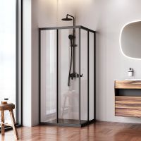 Товар: Душевой уголок AM.PM Sunny 90х90 W87G-403-9090-BT профиль Черный матовый стекло прозрачное - фото 4 Душевой уголок AM.PM Sunny 90х90 W87G-403-9090-BT профиль Черный матовый стекло прозрачное — фото 4, Душевые уголки