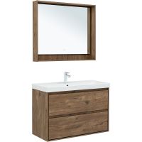 Тумба под раковину Aquanet Милан 100 336380 подвесная Дуб рустикальный — фото 10, Мебель для ванной