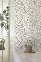 Обои Grandeco Asperia A 58701 Винил на флизелине (0,53*10,05) Белый/Черный, Листья — фото 2, Обои для стен