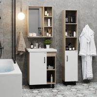 Тумба под раковину Onika Тимбер 60.01 106115 Белый матовый Дуб сонома — фото 4, Мебель для ванной