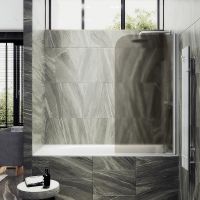 Товар: Шторка на ванну Maybah Glass MGV-612-1 600x1400 поворотная на монопетле Белый стекло бронзовое матовое - фото 1 Шторка на ванну Maybah Glass MGV-612-1 600x1400 поворотная на монопетле Белый стекло бронзовое матовое — фото 1, Неподвижные шторки для ванной