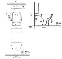 Унитаз компакт Vitra Integra Square Open-Back 9833B003-7205 с бачком и сиденьем Микролифт — фото 3, Напольные унитазы