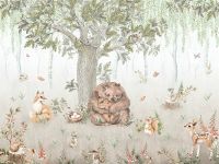 Фреска детская Ortograf Little Friends 34354 Фактура флок FLK Флизелин (4*3) Зеленый/Коричневый, Деревья/Животные — фото 2, Фрески