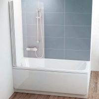 Шторка на ванну Ravak Chrome CVS1 80 L 7QL40U00Z1 профиль Сатин стекло Transparent — фото 1, Шторки для ванной распашные