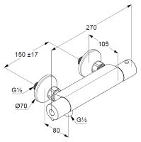Смеситель для душа Kludi Basic 350020538 с термостатом Хром — фото 2, Смеситель для душа