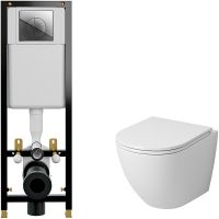 Комплект унитаза Grossman GR-4455S с инсталляцией Cersanit Black 35 S-IN-BLACK-Cg-w с сиденьем Микролифт и клавишей смыва Хром — фото 1, Комплекты унитаз + инсталляция