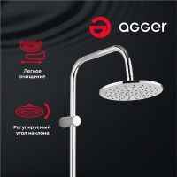 Товар: Душевая система Agger Glorious Хром арт-A1293500 - фото 2 Душевая система Agger Glorious Хром арт-A1293500 — фото 2, Душевые стойки