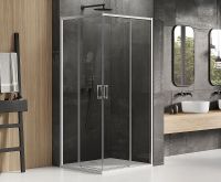 Душевой уголок New Trendy Prime Chrome 90х70 D-0296A/D-0349A профиль Хром стекло прозрачное — фото 2, Душевые уголки